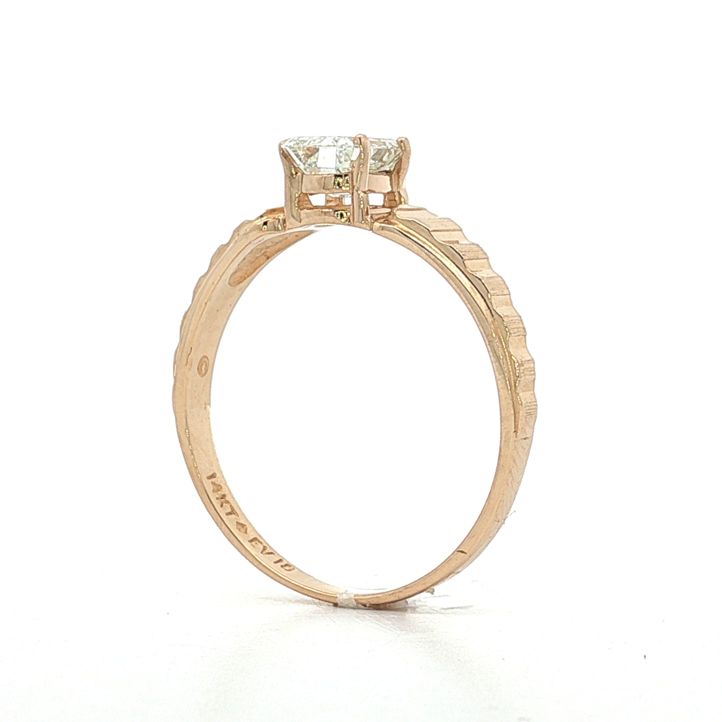 .74 Vintage Emerald Cut Diamond Engagement Ring 14k