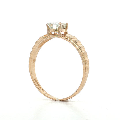 .74 Vintage Emerald Cut Diamond Engagement Ring 14k