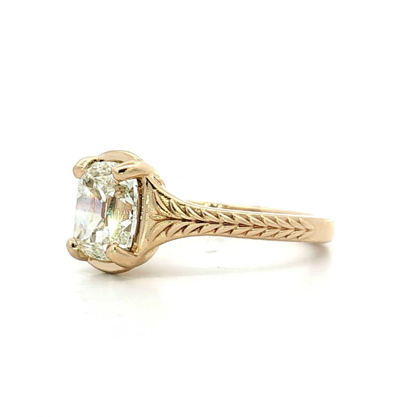 2.01 Old Mine Cushion Diamond Engagement Ring 14k