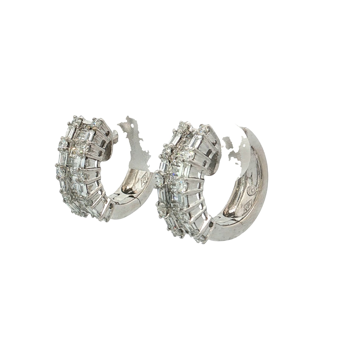 1.25 Diamond Baguette Huggie Hoop Earrings 18k