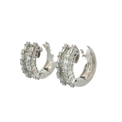 1.25 Diamond Baguette Huggie Hoop Earrings 18k