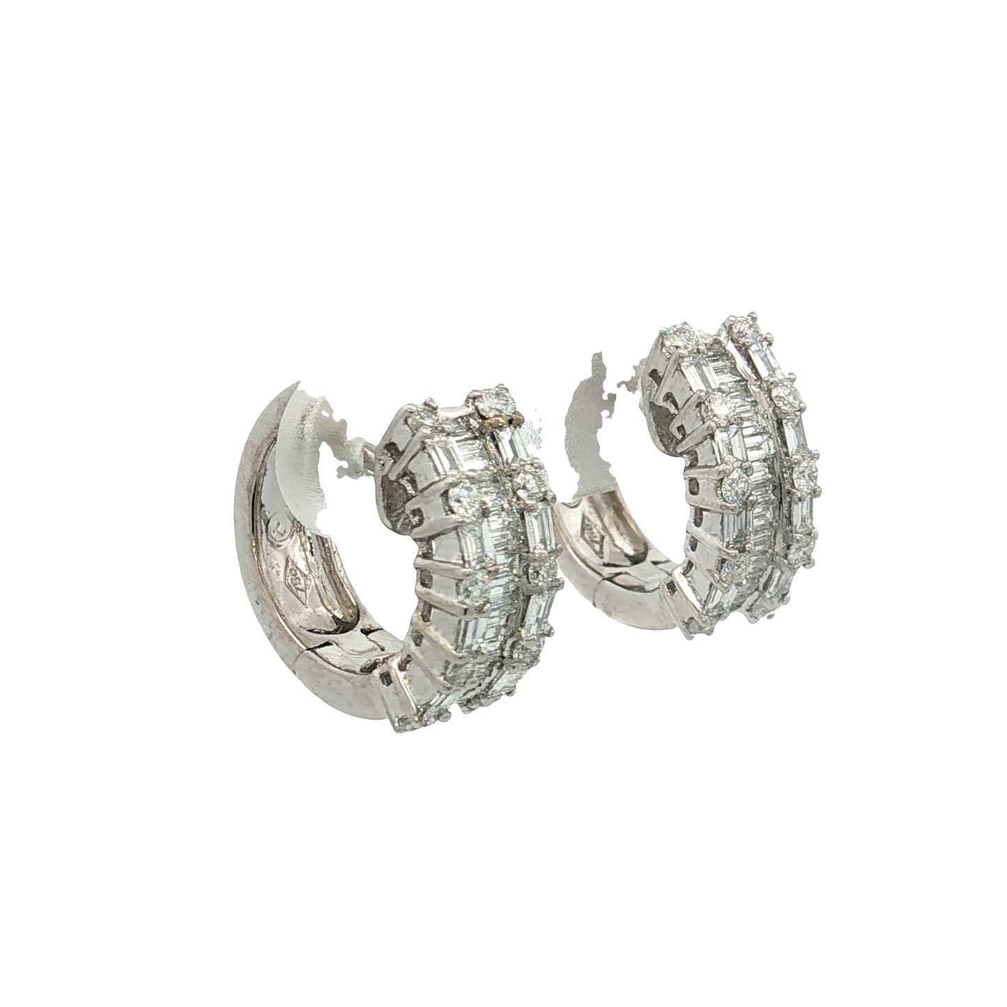 1.25 Diamond Baguette Huggie Hoop Earrings 18k
