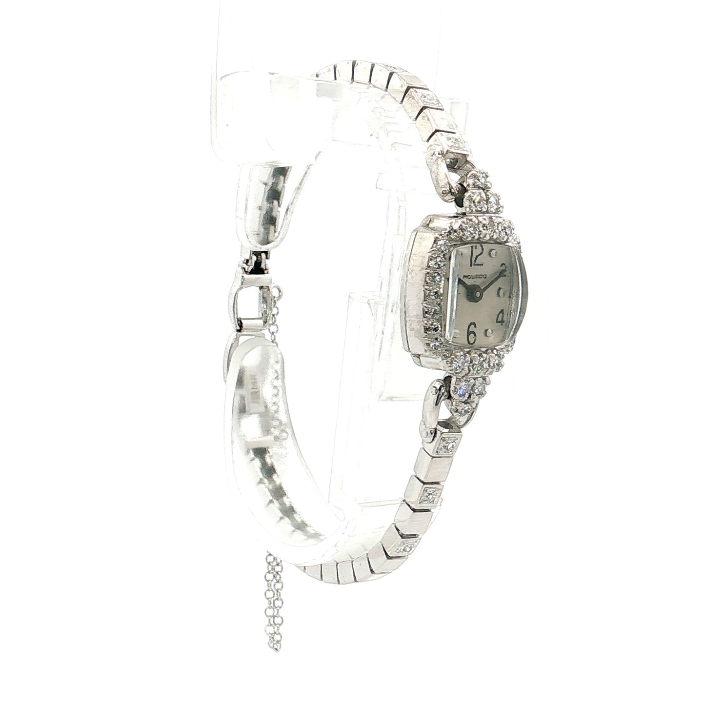 .90 Art Deco Diamond Movado Watch 14k White Gold