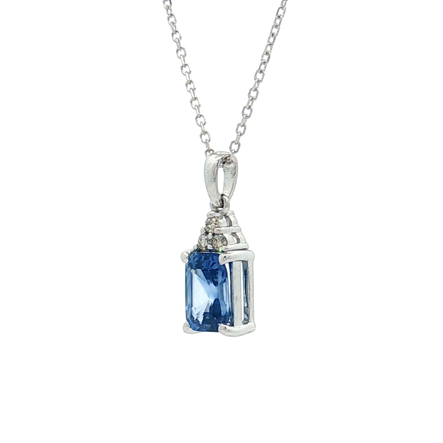 1.06 Sapphire & Diamond Pendant 14k White Gold