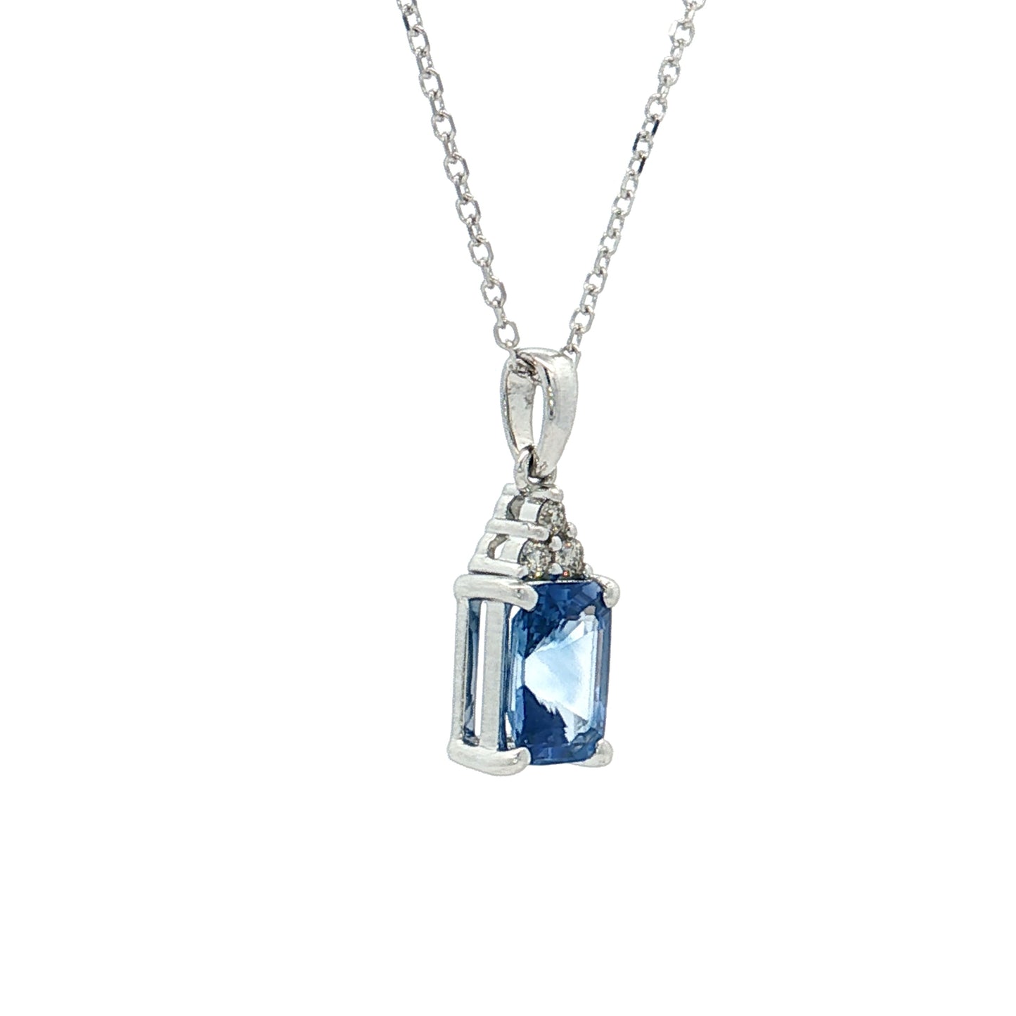 1.06 Sapphire & Diamond Pendant 14k White Gold