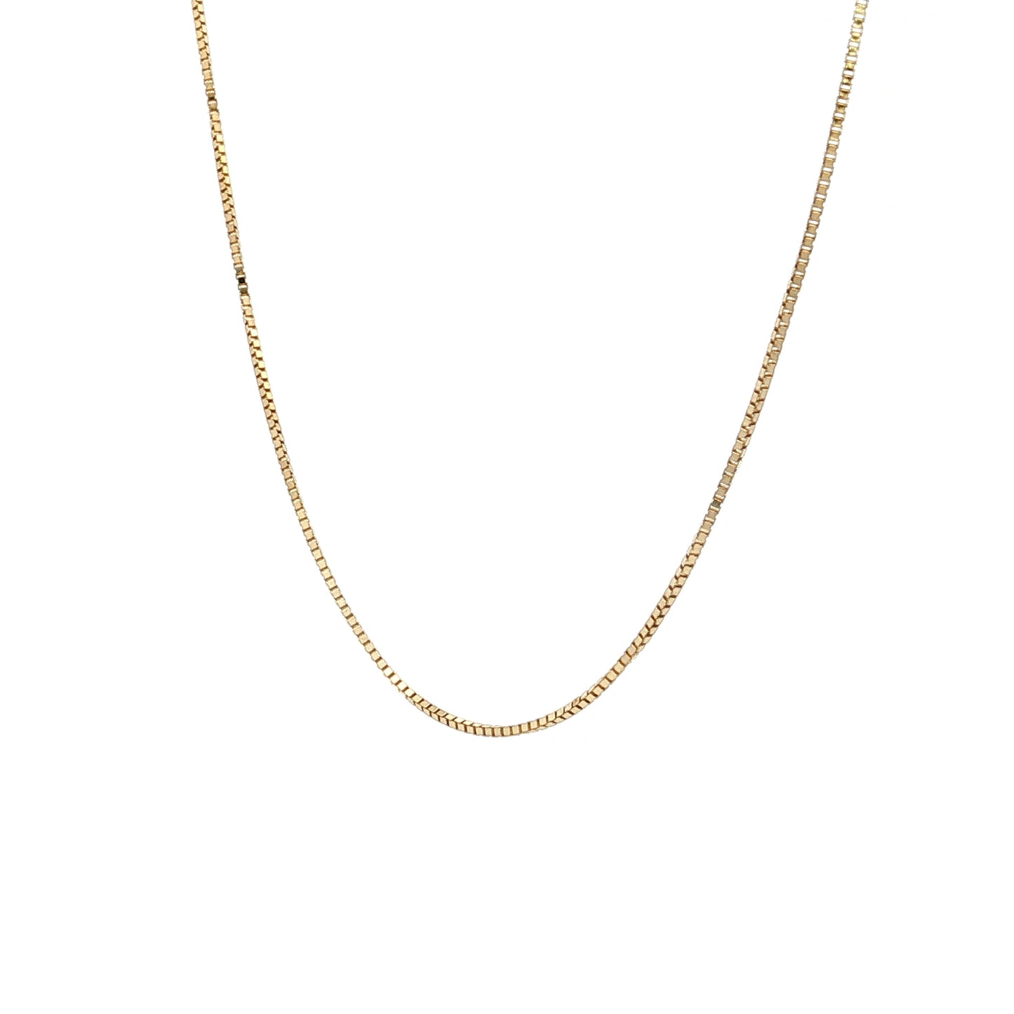 18" Thin Box Chain Necklace 14k Yellow Gold