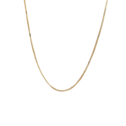18" Thin Box Chain Necklace 14k Yellow Gold