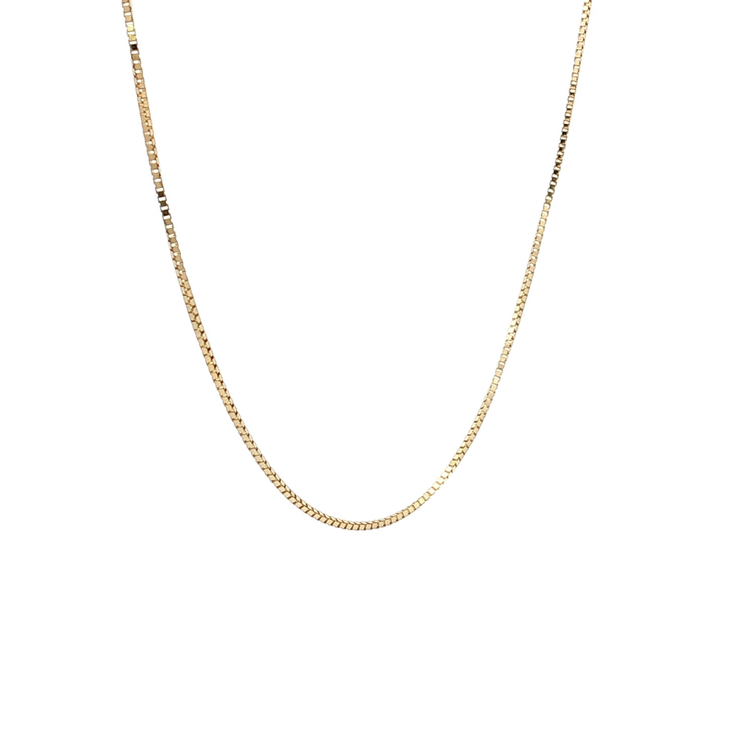 18" Thin Box Chain Necklace 14k Yellow Gold