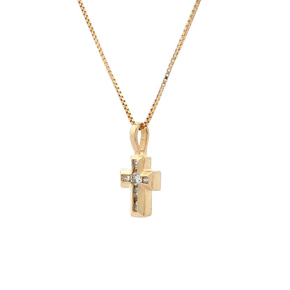 .13 Diamond Cross Pendant Necklace 14k Yellow Gold