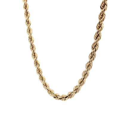 20" Rope Chain Necklace 14k Yellow Gold