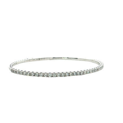 1.57 Flexible Diamond Bangle Bracelet 14k White Gold