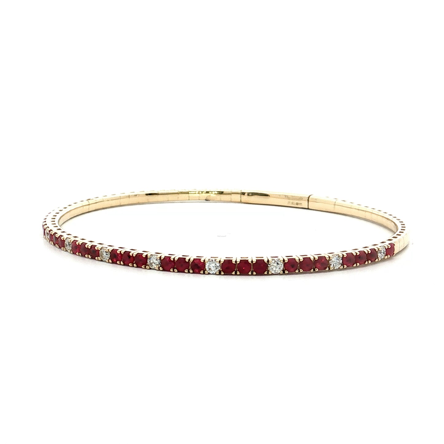 1.30 Ruby & Diamond Bangle Bracelet 14k Yellow Gold