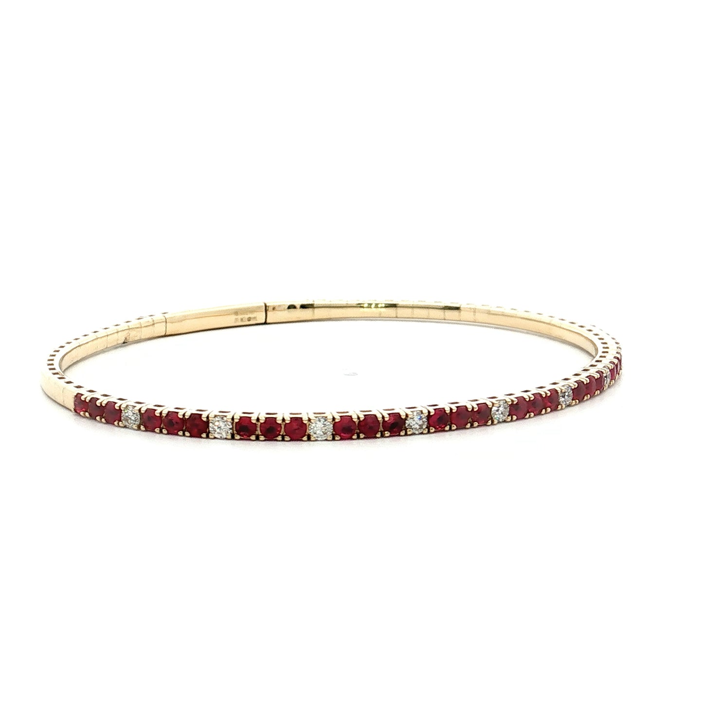 1.30 Ruby & Diamond Bangle Bracelet 14k Yellow Gold