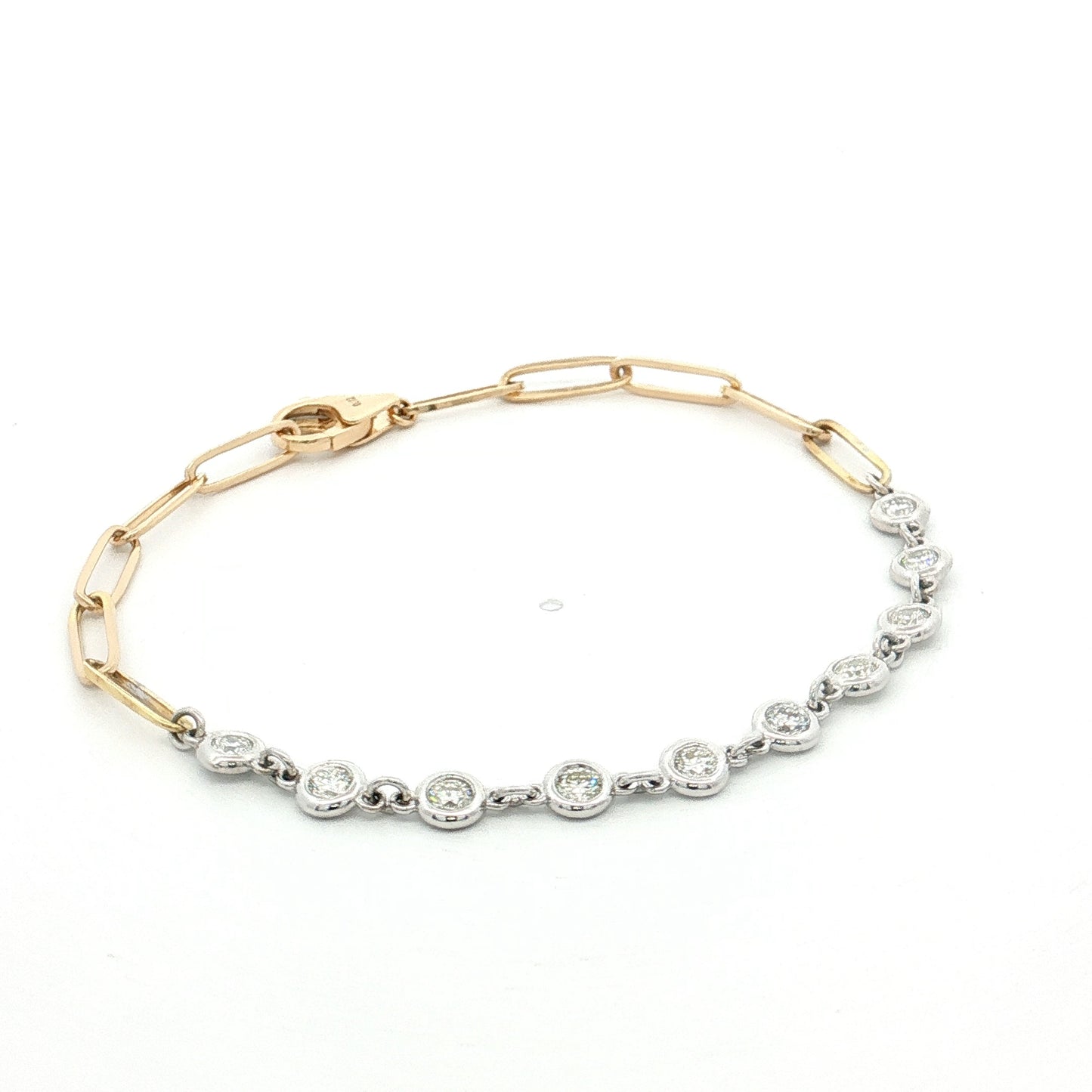 .72 Diamond Half & Half Bracelet Two-Tone 14k