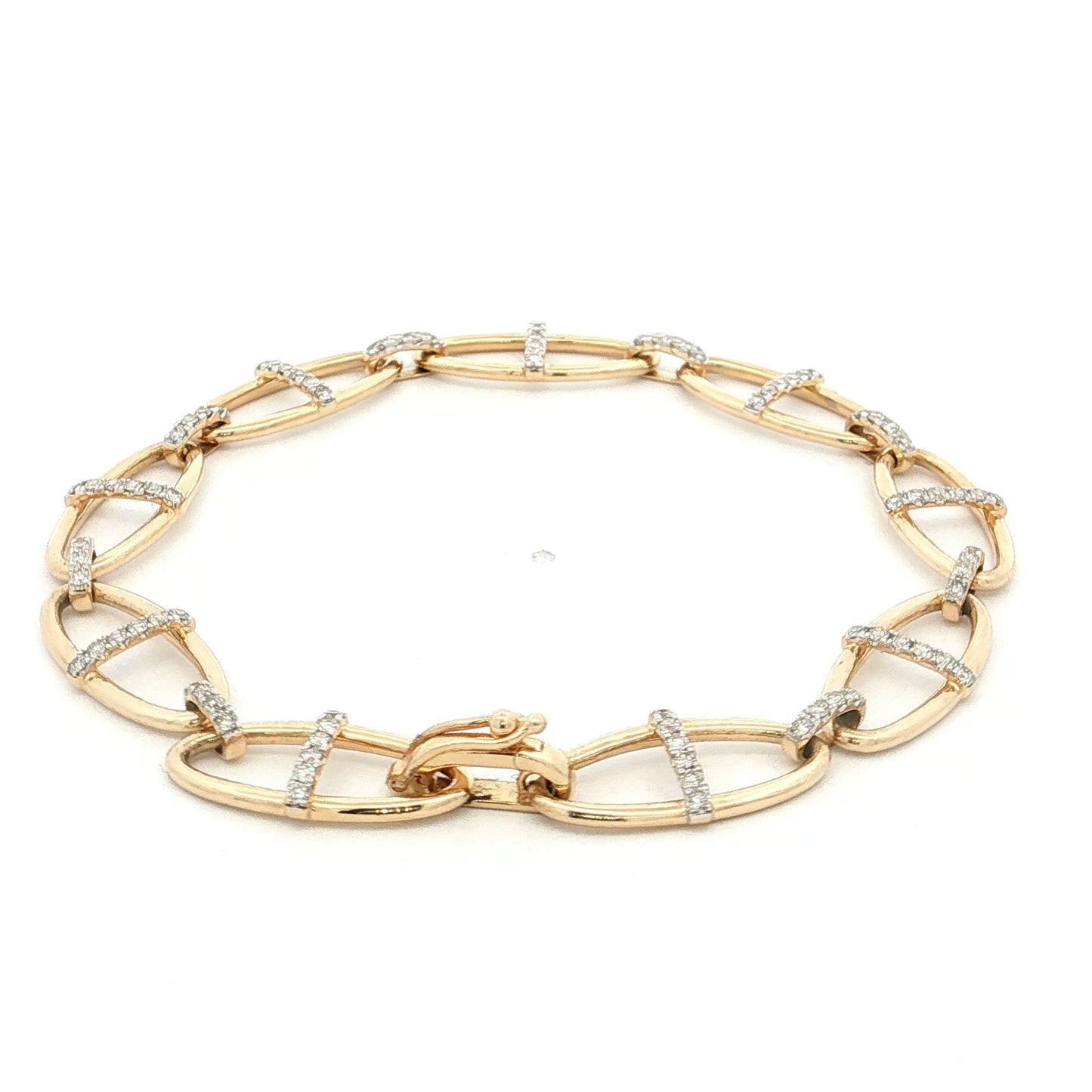.76 Diamond Oval Link Chain Bracelet 14k Yellow Gold