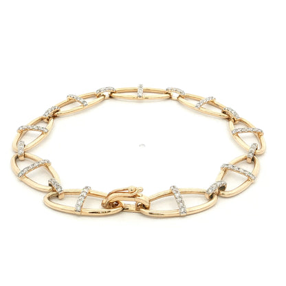 .76 Diamond Oval Link Chain Bracelet 14k Yellow Gold