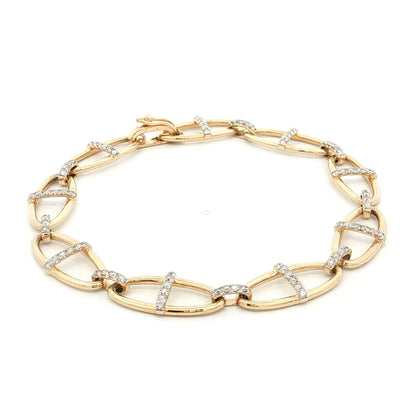 .76 Diamond Oval Link Chain Bracelet 14k Yellow Gold