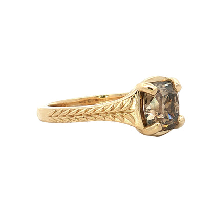 2.02 Old Mine Cushion Diamond Solitaire Ring 14k