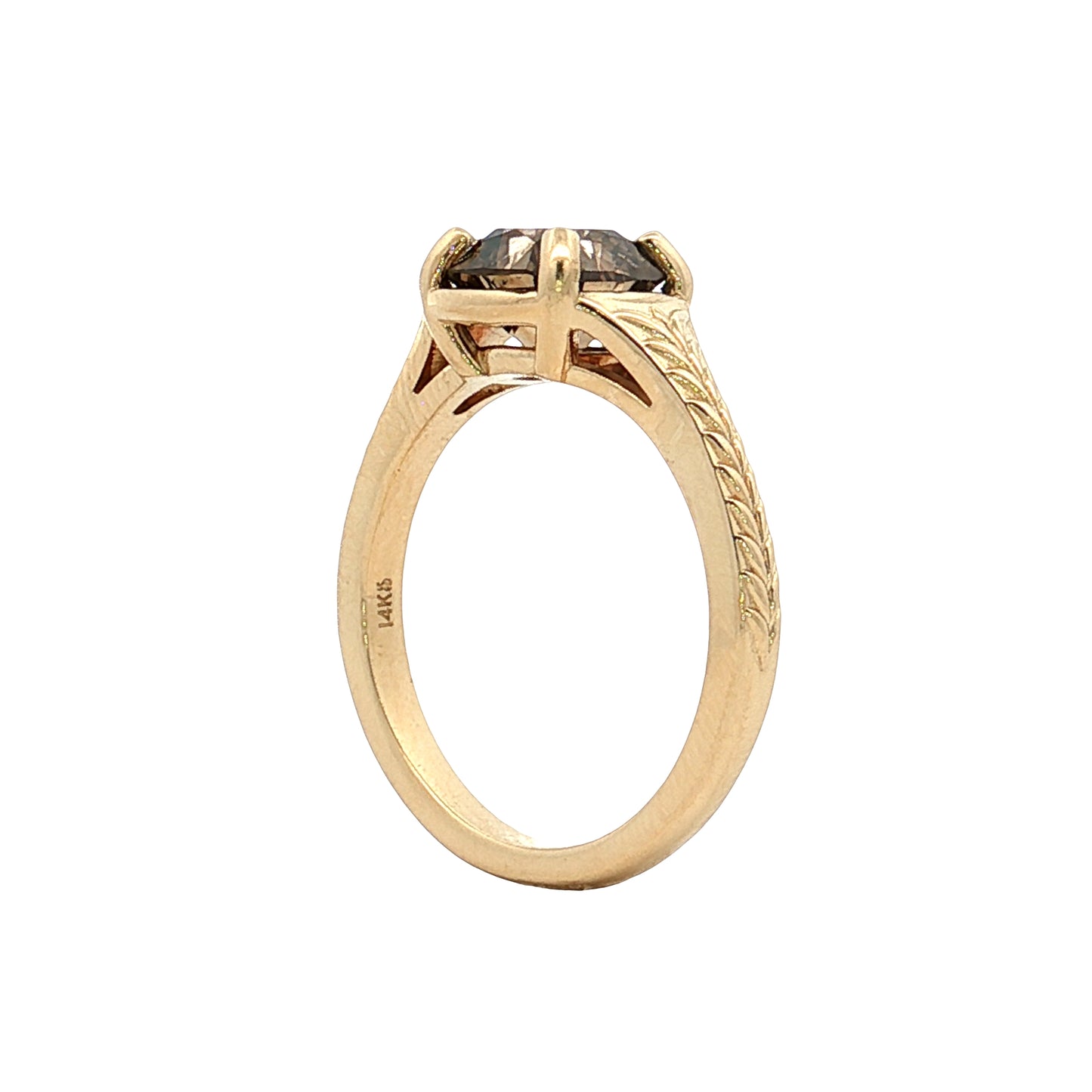 2.02 Old Mine Cushion Diamond Solitaire Ring 14k