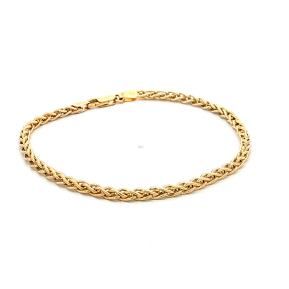 8" Wheat Chain Bracelet 14k Yellow Gold