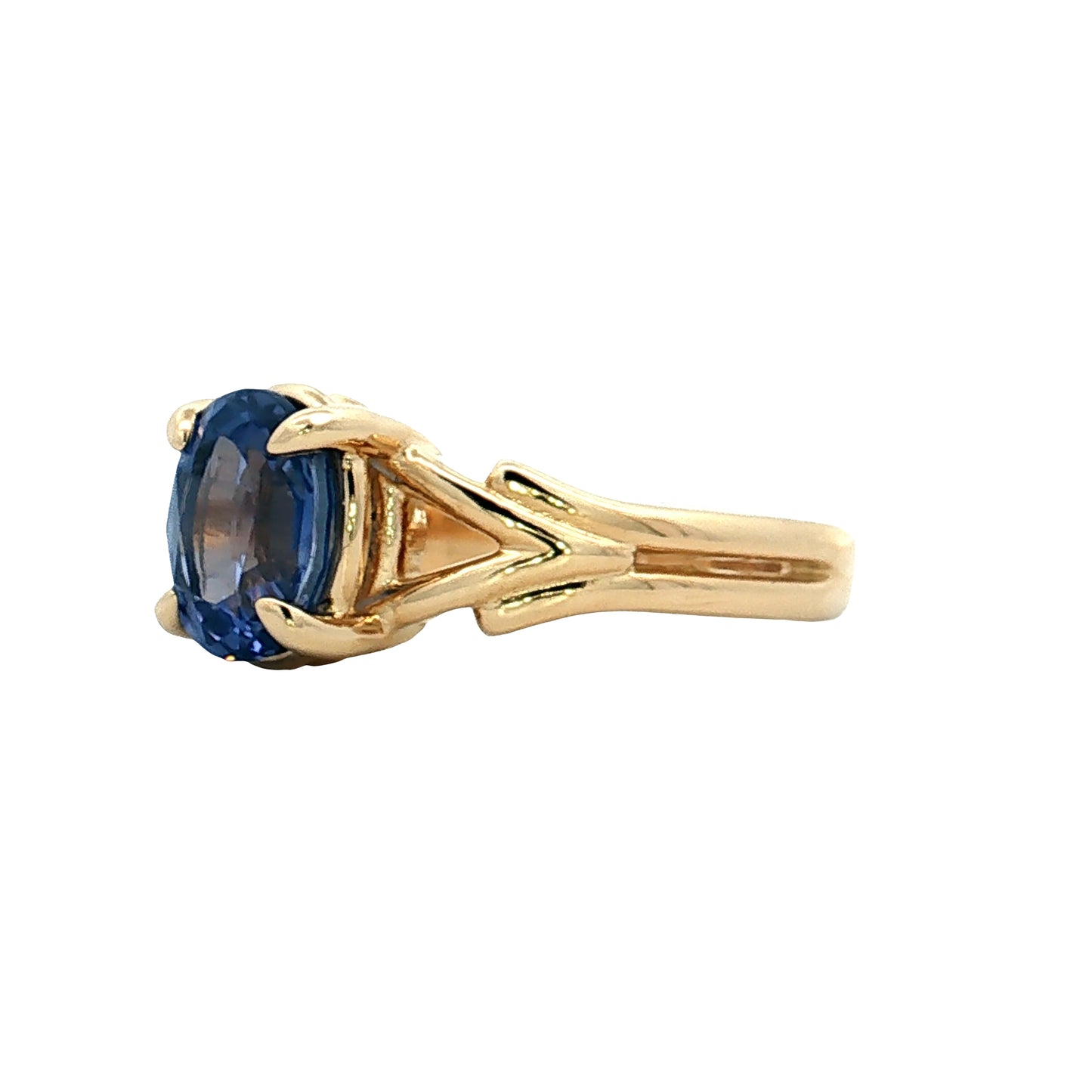 2.05 Oval Blue Sapphire Engagement Ring 14k