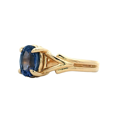 2.05 Oval Blue Sapphire Engagement Ring 14k