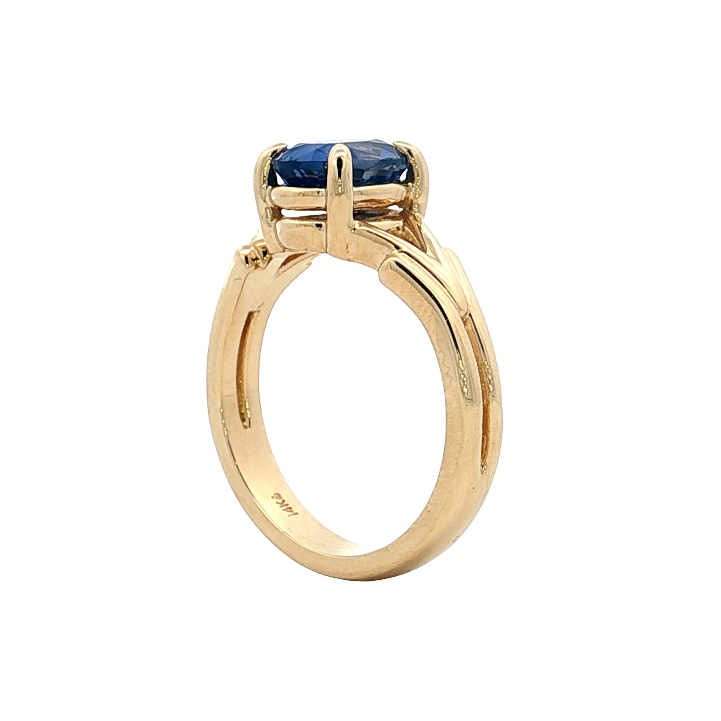 2.05 Oval Blue Sapphire Engagement Ring 14k