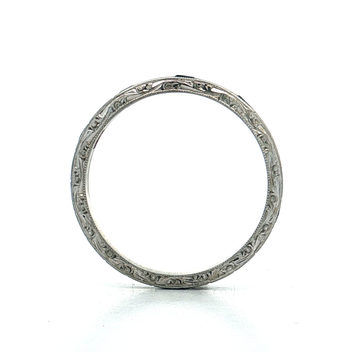 .13 Antique Art Deco Sapphire Wedding Band Platinum
