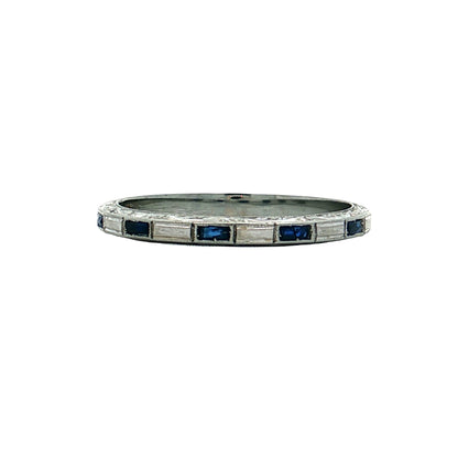 .13 Antique Art Deco Sapphire Wedding Band Platinum