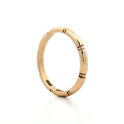 Vintage Retro Engraved Men's Wedding Band 14k