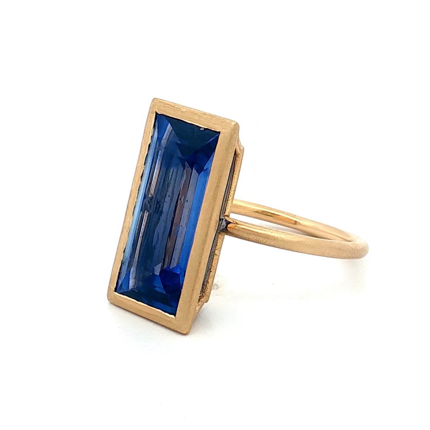 6.75 Baguette Cut Blue Sapphire Cocktail Ring 18k