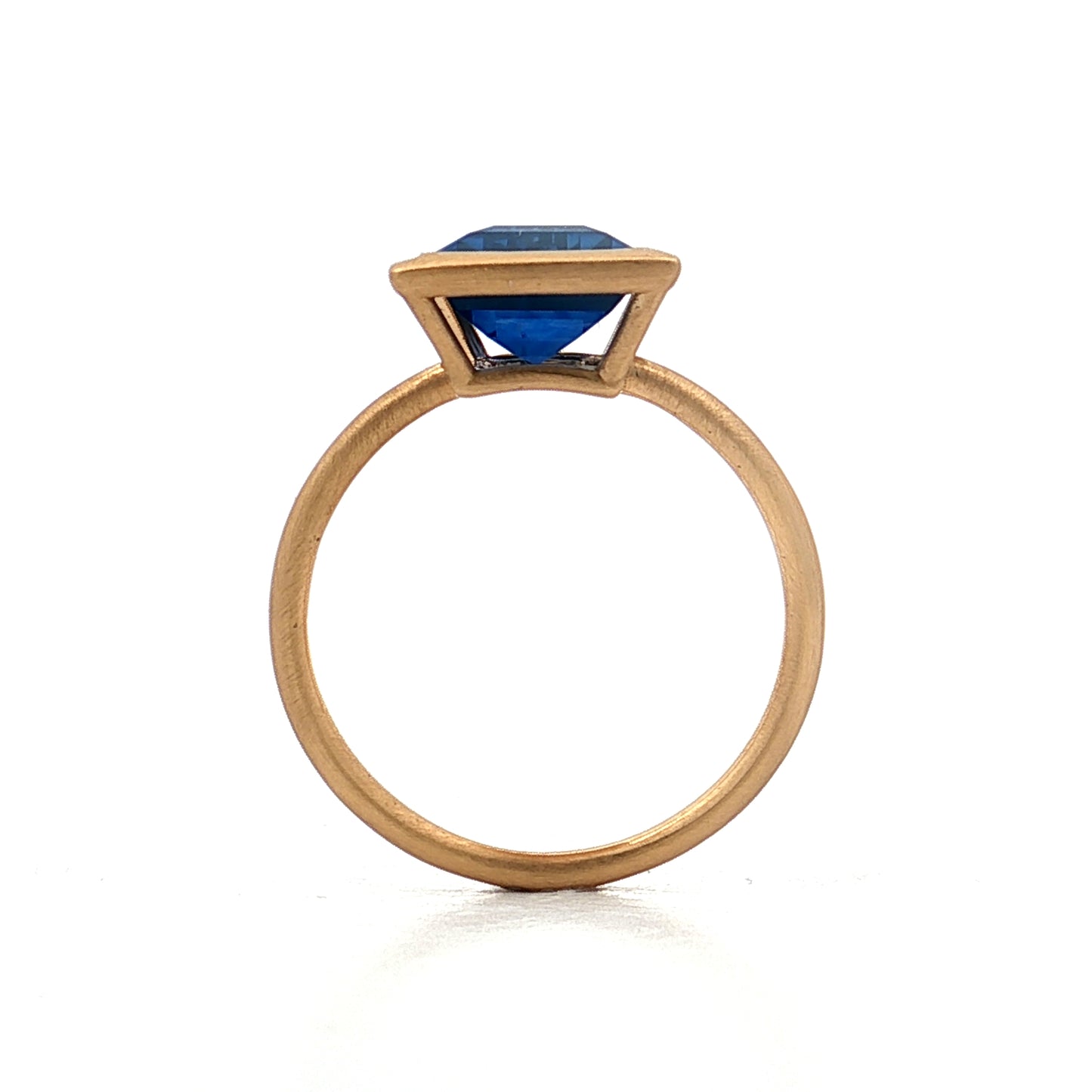6.75 Baguette Cut Blue Sapphire Cocktail Ring 18k