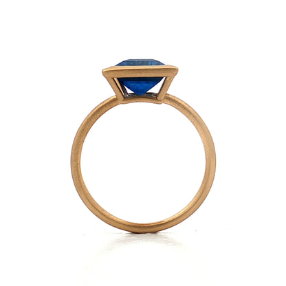6.75 Baguette Cut Blue Sapphire Cocktail Ring 18k