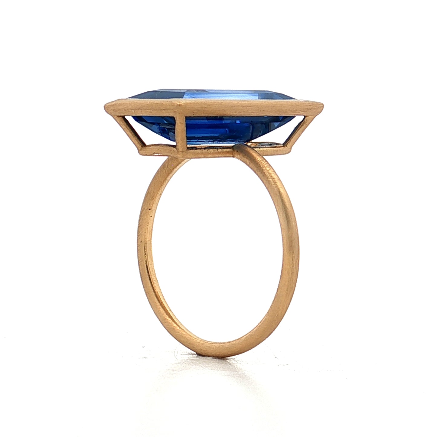 6.75 Baguette Cut Blue Sapphire Cocktail Ring 18k