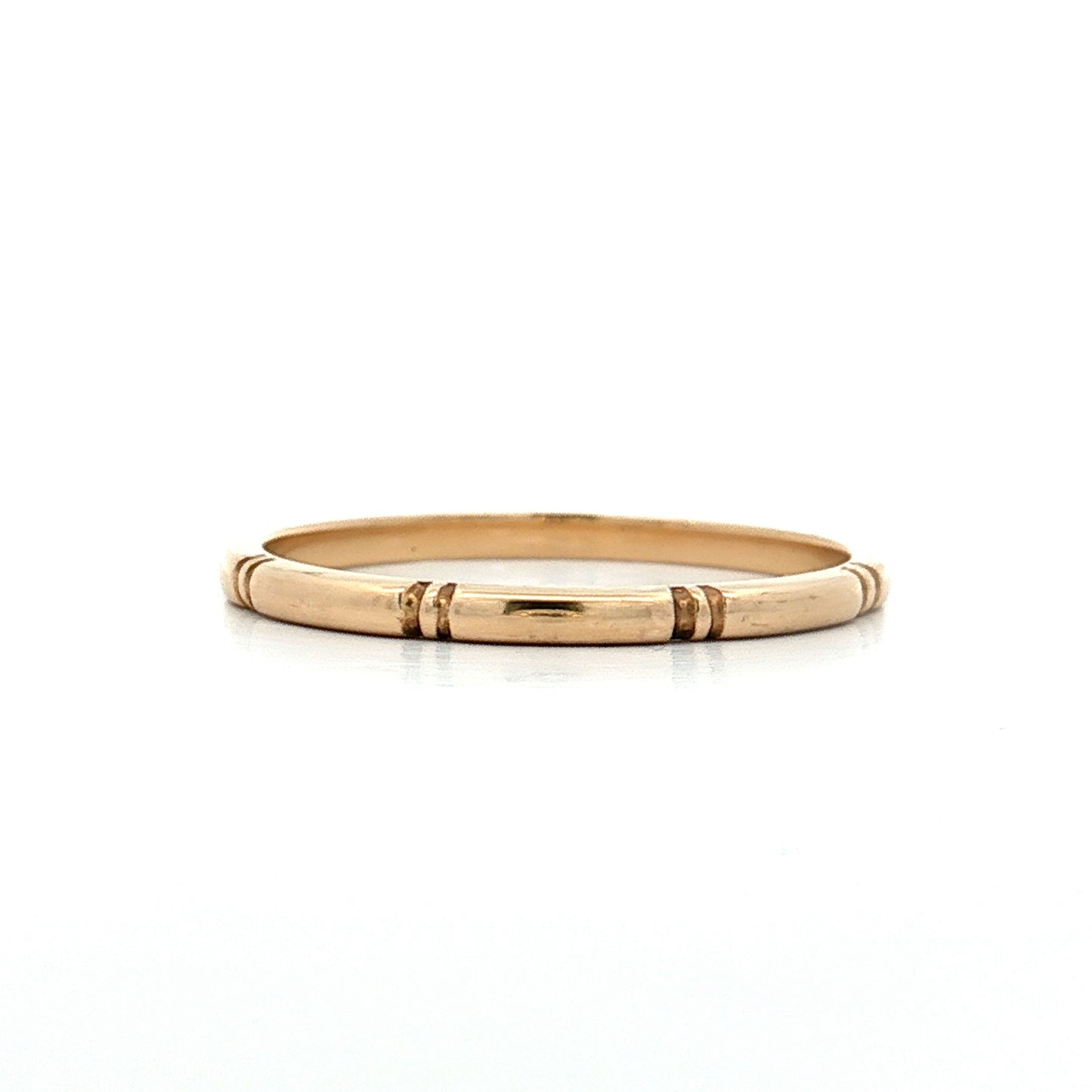 Vintage Retro Engraved Wedding Band 14k Yellow Gold