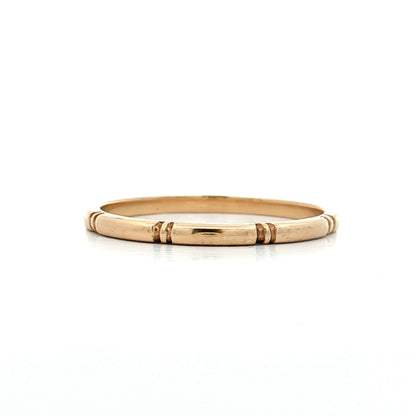 Vintage Retro Engraved Wedding Band 14k Yellow Gold