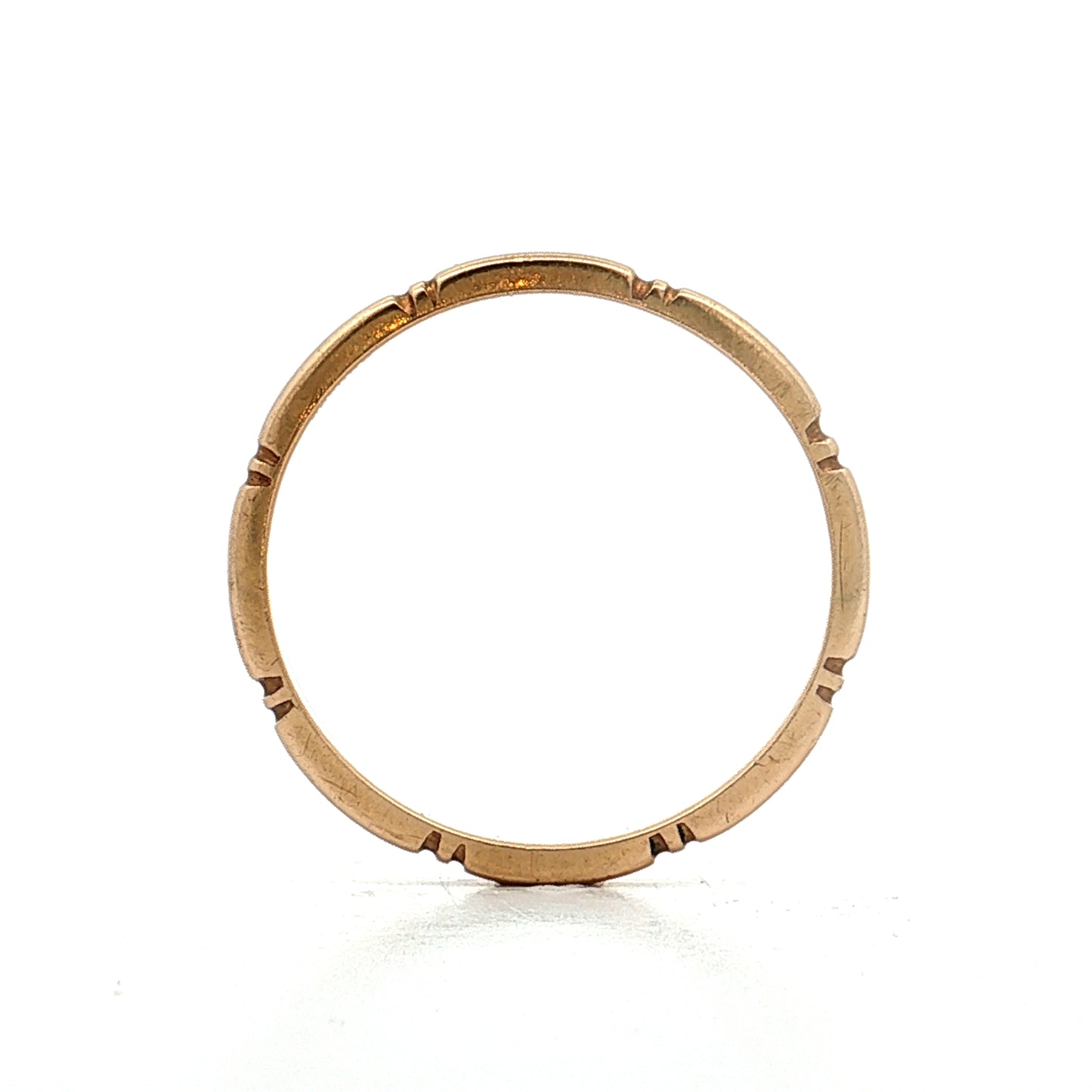 Vintage Retro Engraved Wedding Band 14k Yellow Gold