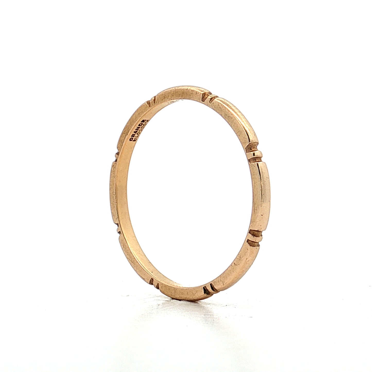 Vintage Retro Engraved Wedding Band 14k Yellow Gold