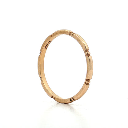 Vintage Retro Engraved Wedding Band 14k Yellow Gold