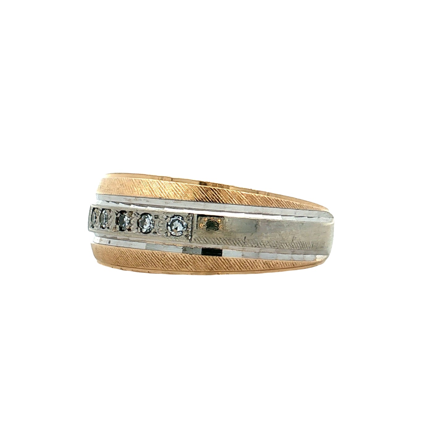 .13 Mid-Century Diamond Wedding Band 14k Two-Tone