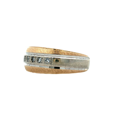 .13 Mid-Century Diamond Wedding Band 14k Two-Tone