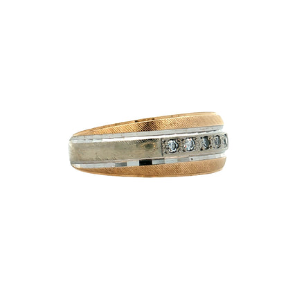.13 Mid-Century Diamond Wedding Band 14k Two-Tone