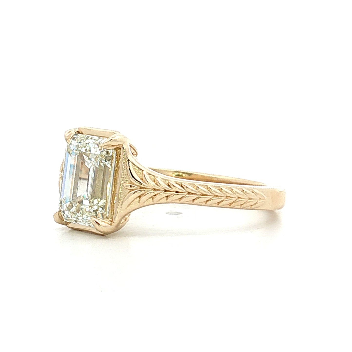 2.01 GIA Emerald Cut Diamond Engagement Ring 14k