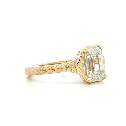 2.01 GIA Emerald Cut Diamond Engagement Ring 14k