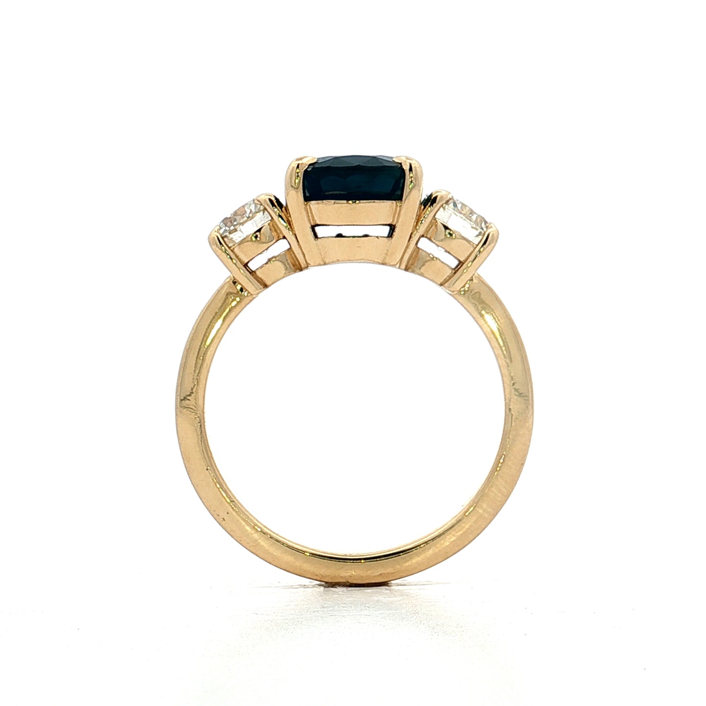 3.28 Blue Sapphire Three Stone Engagement Ring 14k