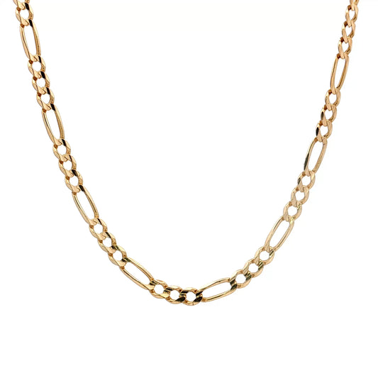 26" Figaro Chain Necklace 14k Yellow Gold