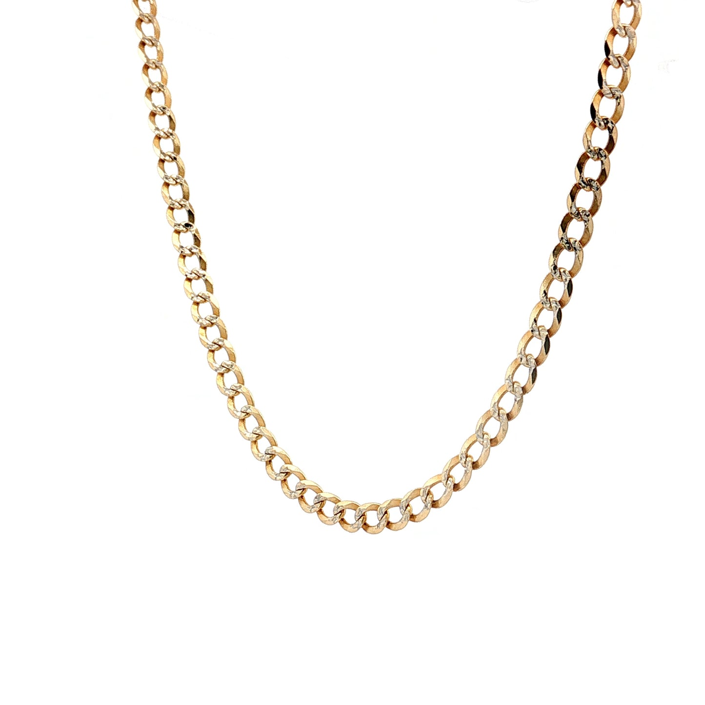 24" Flat Curb Chain Necklace in Two-Tone 14k