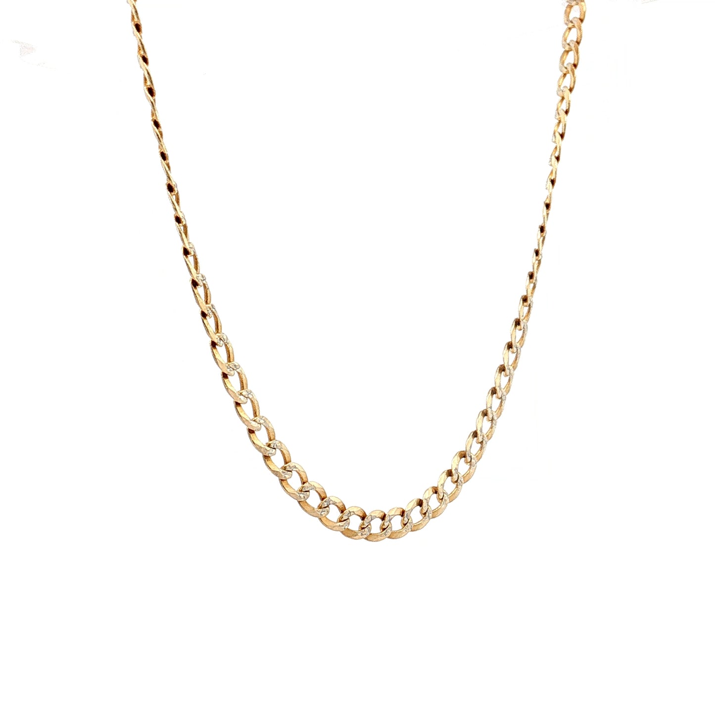 24" Flat Curb Chain Necklace in Two-Tone 14k