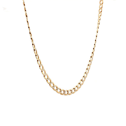 24" Flat Curb Chain Necklace in Two-Tone 14k