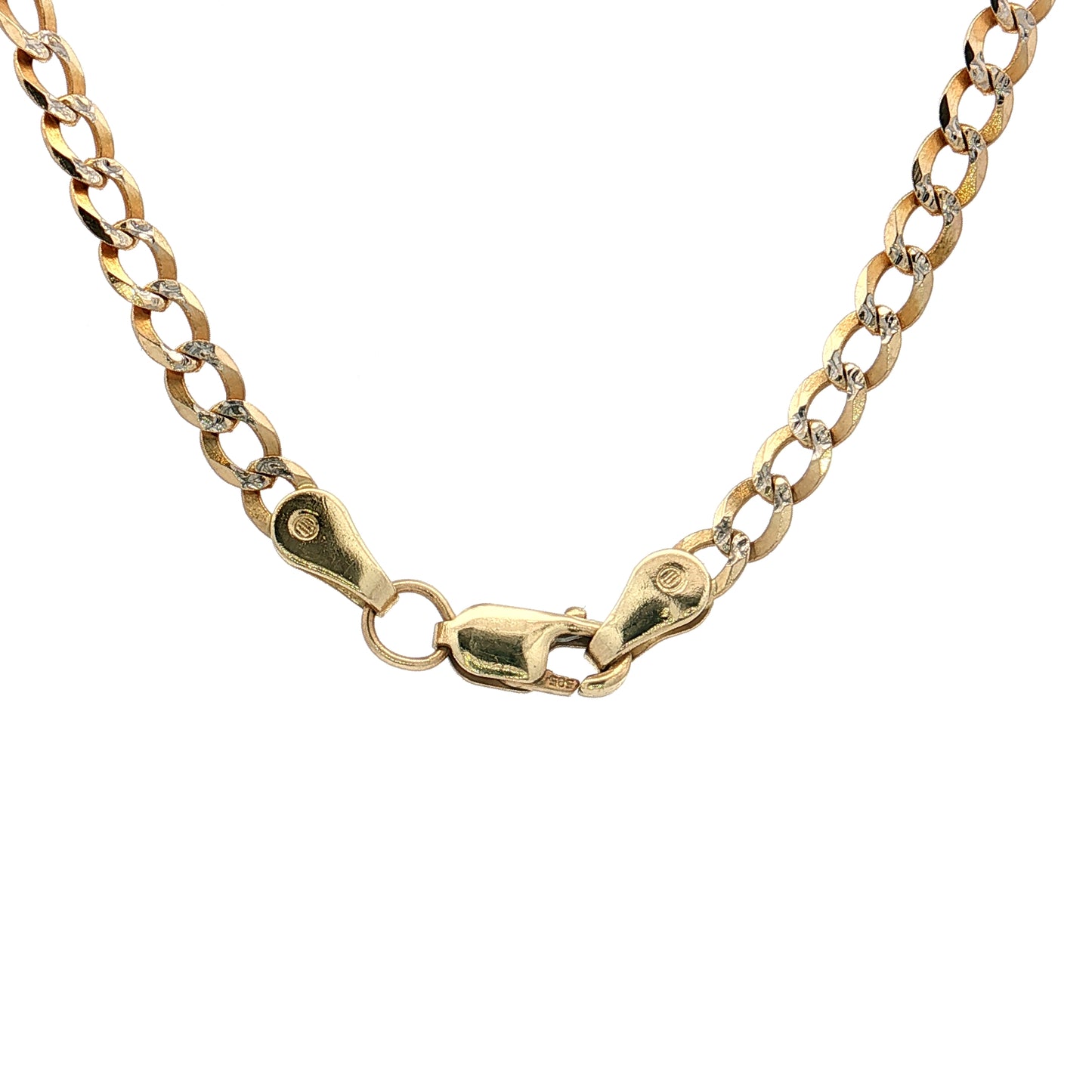 24" Flat Curb Chain Necklace in Two-Tone 14k